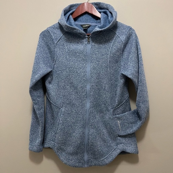 Eddie Bauer Blue Radiator Fleece Long Full Zip Jacket with Hood women’s S - Picture 4 of 10
